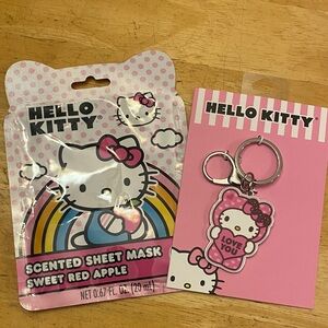 Hello Kitty bag charm key chain and sweet red apple Scented Mask set NWT